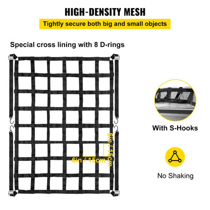 010361113268 - Heavy-Duty 3.5'x4.1' Cargo Net with S-Hooks for Organizing