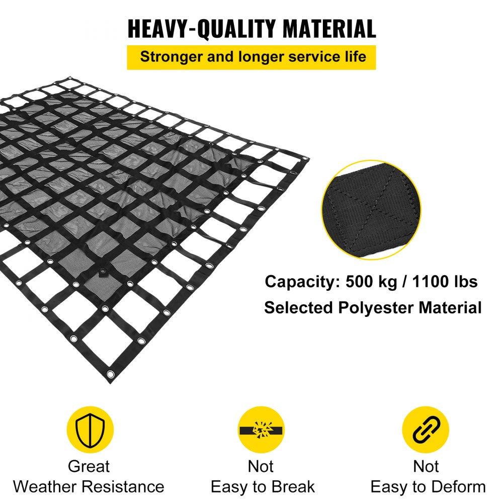 010963440907 - 6' x 4.7' Heavy-Duty Polyester Cargo Net for Trucks