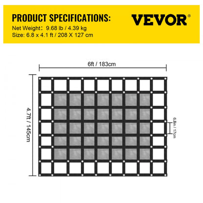 010963440907 - 6' x 4.7' Heavy-Duty Polyester Cargo Net for Trucks