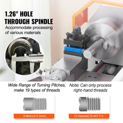 MX-S716G - 7" x 16" VEVOR Metal Lathe with 800W Motor and Digital Display