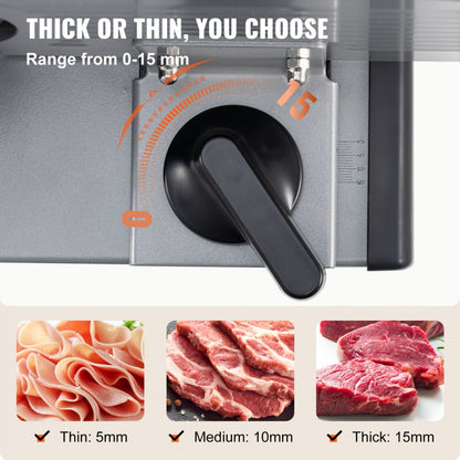 GJ801 - 7.5" 200W Quiet Electric Meat Slicer with Stainless Steel Blades