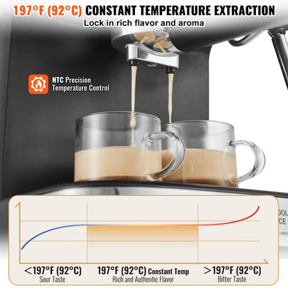 CM8501TE-UL - VEVOR 15-Bar Espresso Machine with Milk Frother & LED Touchscreen