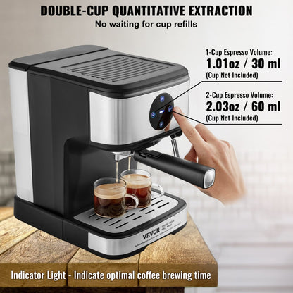 CM8501TE-UL - VEVOR 15-Bar Espresso Machine with Milk Frother & LED Touchscreen