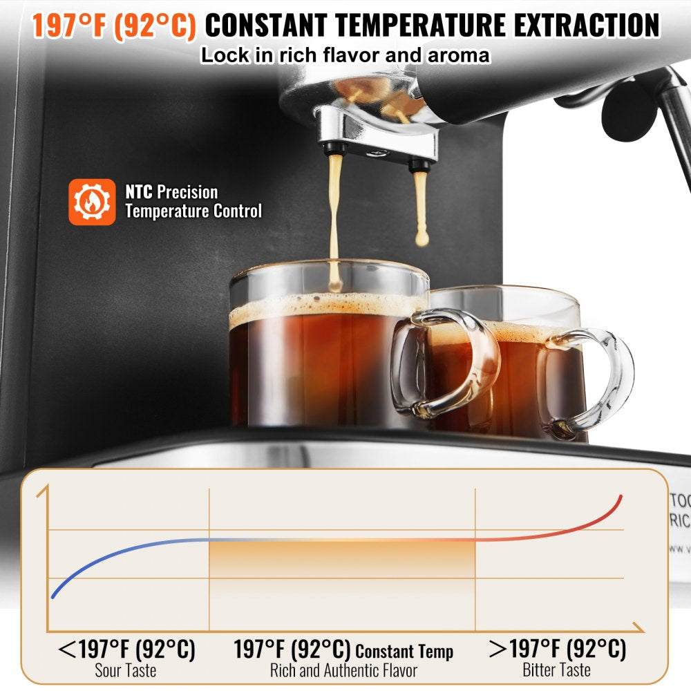 CM8501D-UL - 15 Bar VEVOR Espresso Maker with Adjustable Steam Wand