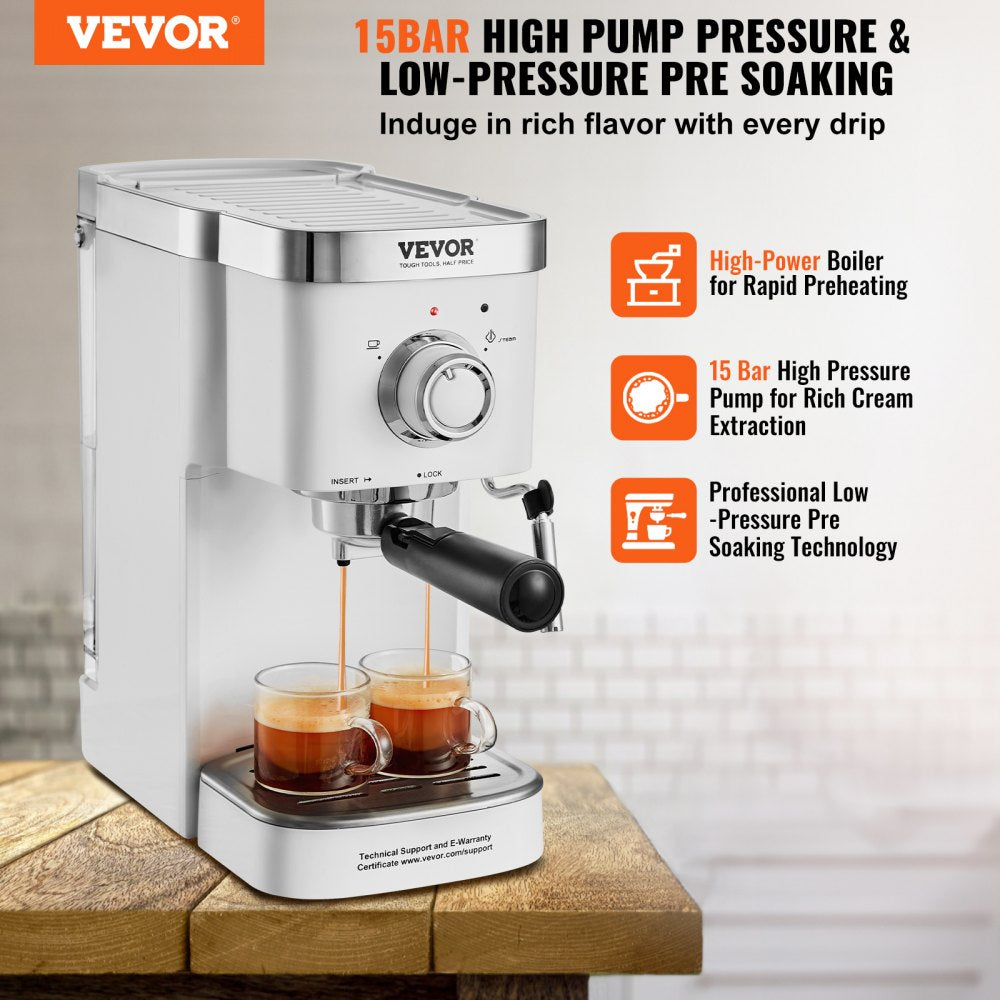 010645910468 - 15-Bar VEVOR Espresso Machine with Adjustable Steam Wand