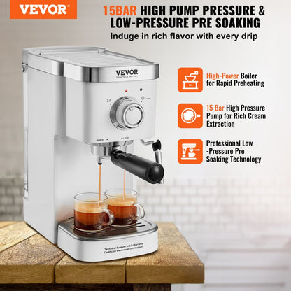 010645910468 - 15-Bar VEVOR Espresso Machine with Adjustable Steam Wand