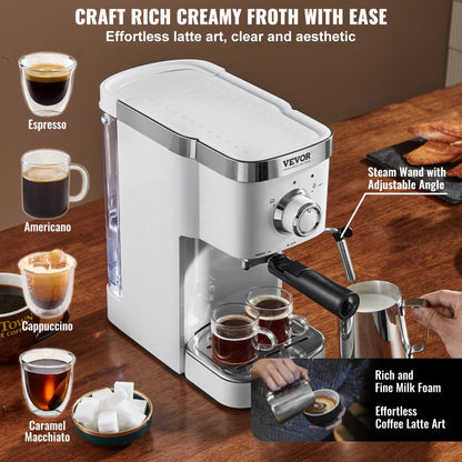 010645910468 - 15-Bar VEVOR Espresso Machine with Adjustable Steam Wand