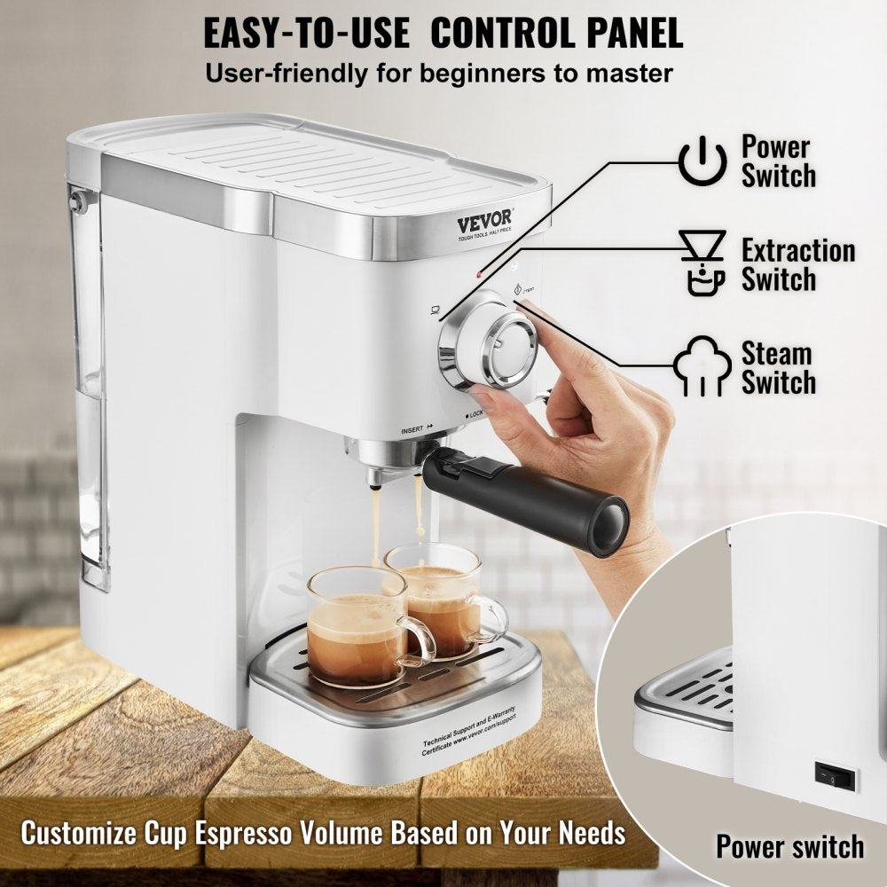 010645910468 - 15-Bar VEVOR Espresso Machine with Adjustable Steam Wand