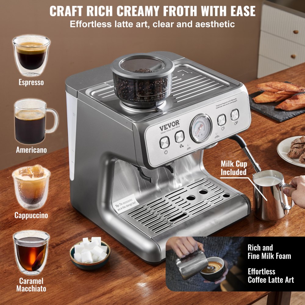 CM5020B-UL - 15 Bar Espresso Machine with Grinder & Milk Frother