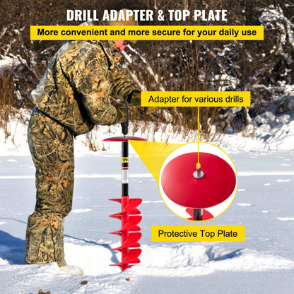 ED0507 - 6" Ice Drill Auger with Extension Rod & Sharp Blades