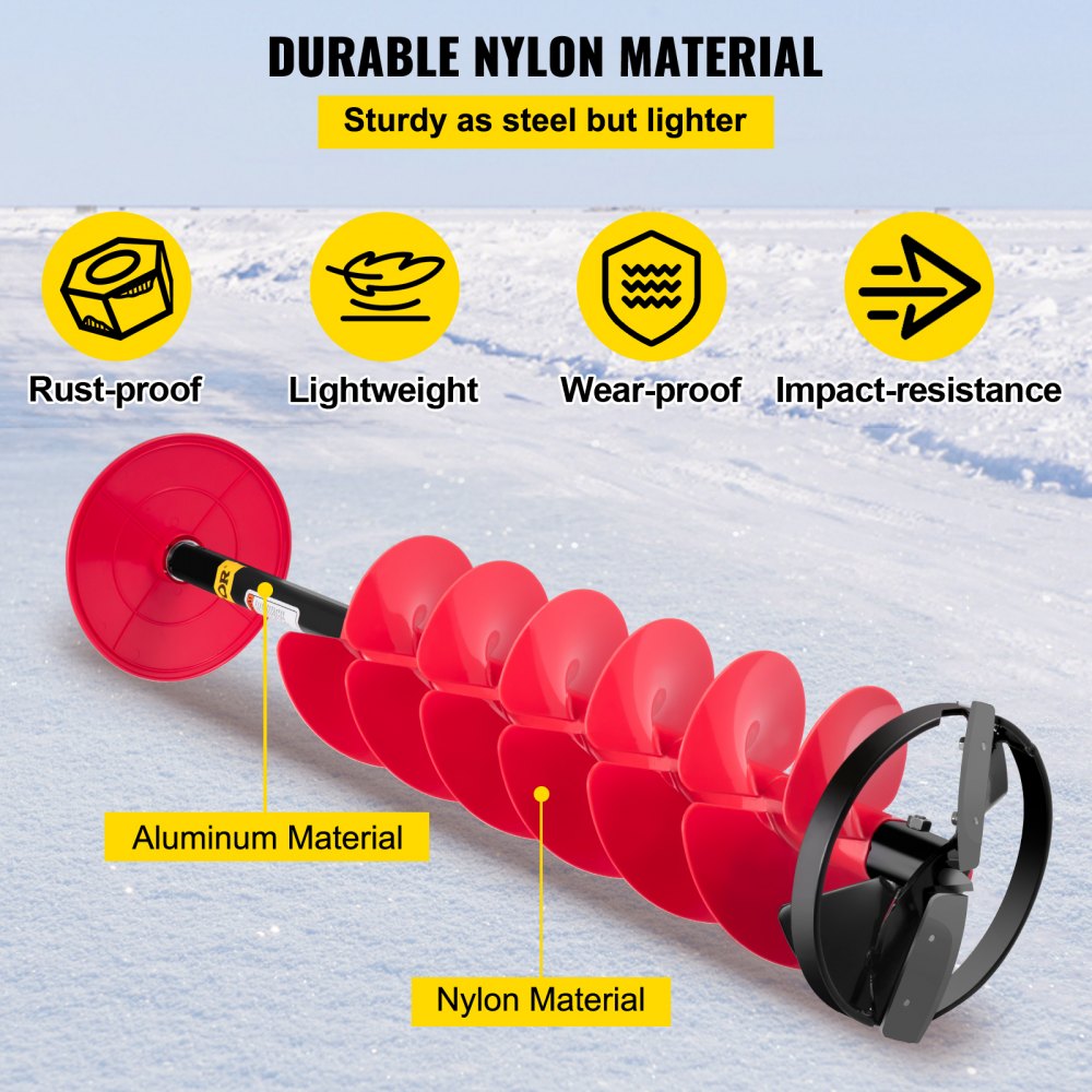 ED9002 - 41" Ice Drill Auger with 8" Cutting Blades for Ice Fishing