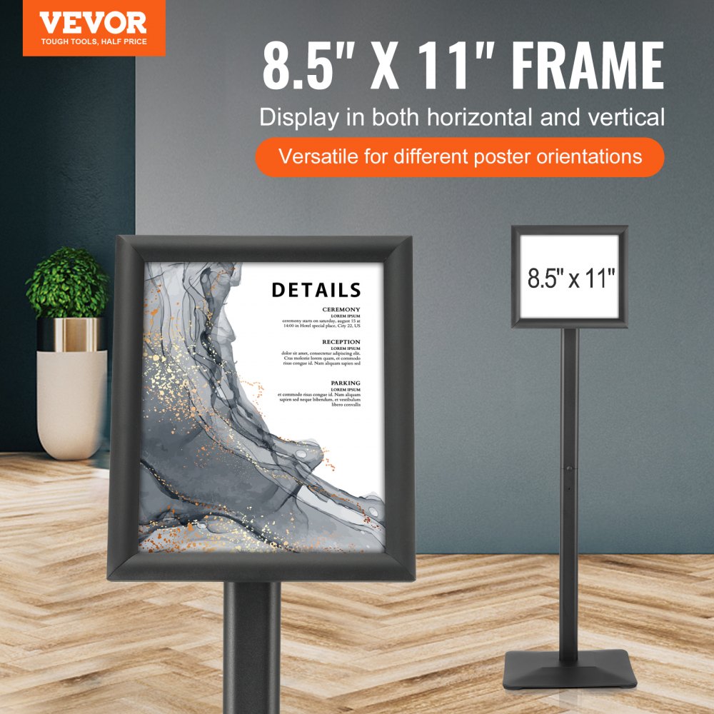 SW-04 - Durable Aluminum Sign Holder, 8.5" x 11", Adjustable Angle Display
