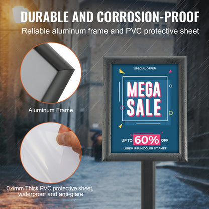 SW-04 - Durable Aluminum Sign Holder, 8.5" x 11", Adjustable Angle Display