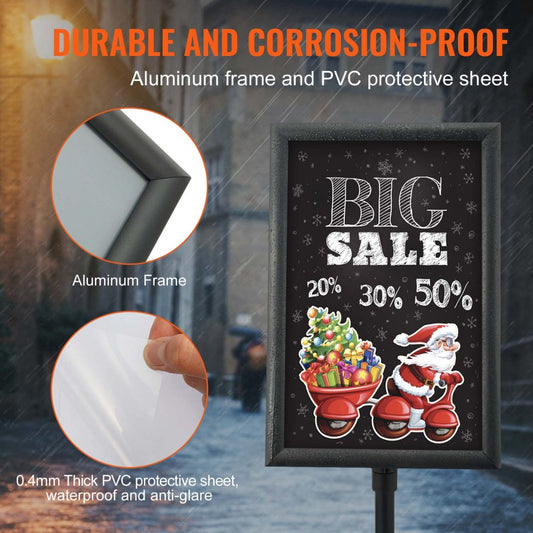 SW-02 - Durable 11x17 Inch VEVOR Aluminum Sign Holder in Black