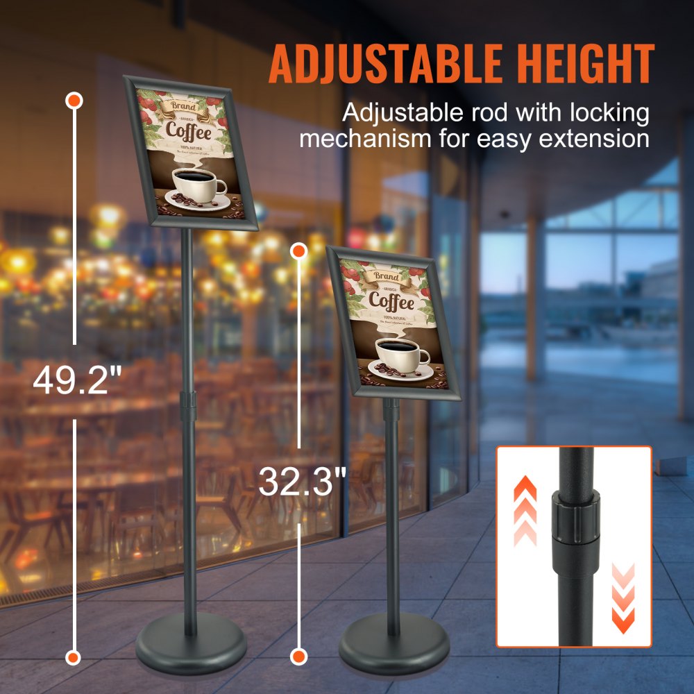 SW-01 - Adjustable 32.3-49.2" Aluminum Sign Holder for 8.5" x 11" Inserts