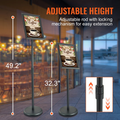 SW-01 - Adjustable 32.3-49.2" Aluminum Sign Holder for 8.5" x 11" Inserts