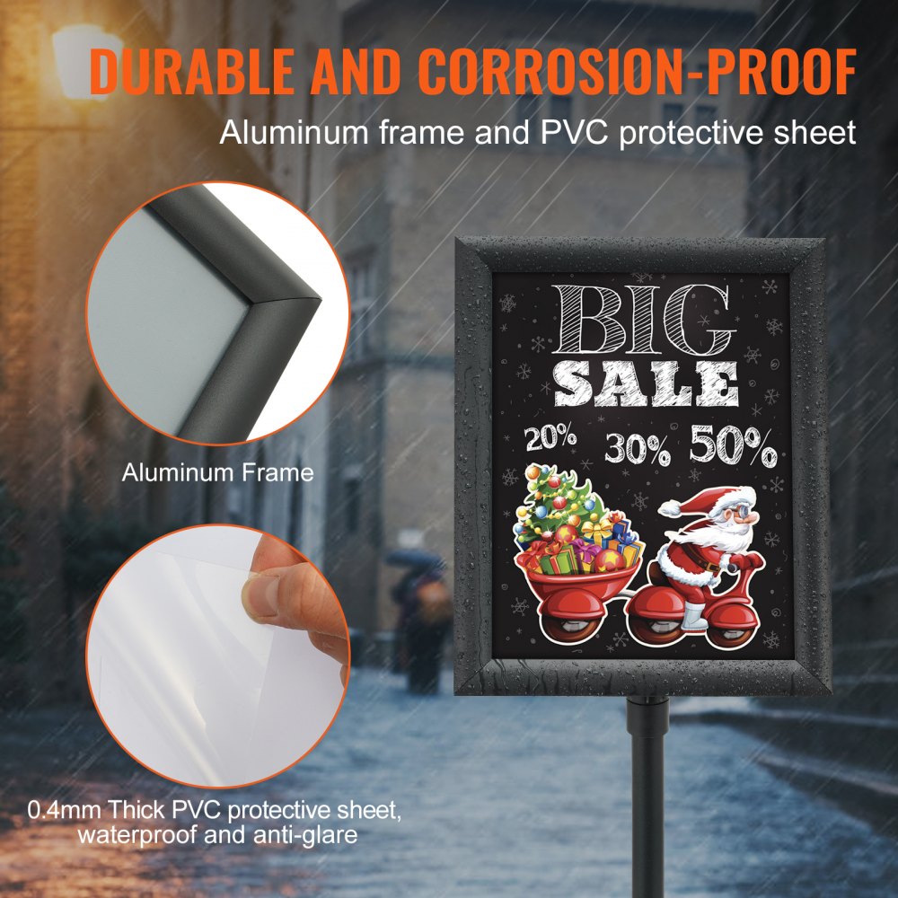 SW-01 - Adjustable 32.3-49.2" Aluminum Sign Holder for 8.5" x 11" Inserts