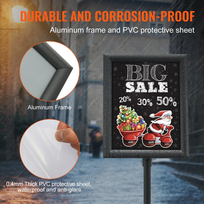 SW-01 - Adjustable 32.3-49.2" Aluminum Sign Holder for 8.5" x 11" Inserts