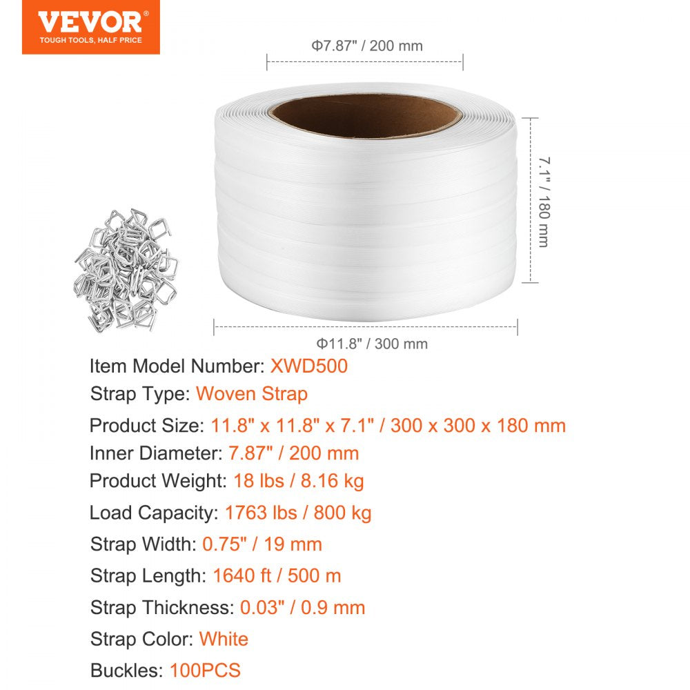 XWD500 - Durable 3/4" Woven Strapping Roll for Heavy Packing
