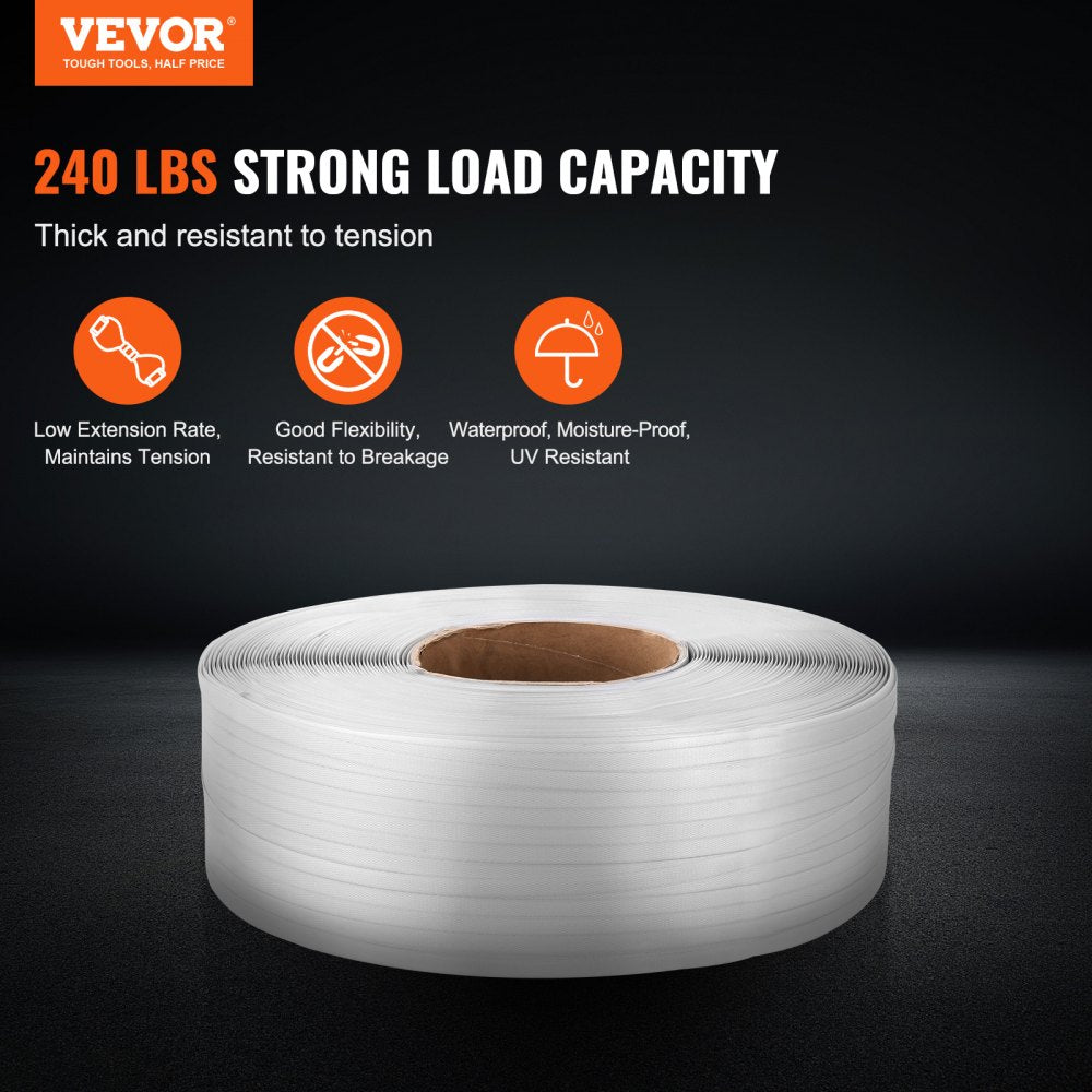 PP3000 - Durable 1/2" VEVOR Strapping Roll, 9900' Length for Heavy Packing