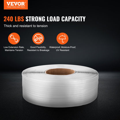 PP3000 - Durable 1/2" VEVOR Strapping Roll, 9900' Length for Heavy Packing