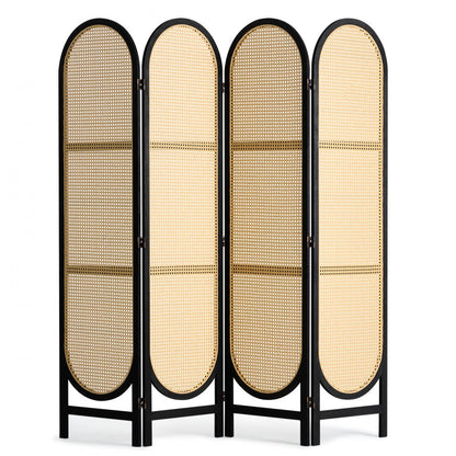 SS-008-4P-BL - Handwoven Rattan Room Divider with 360° Flexibility
