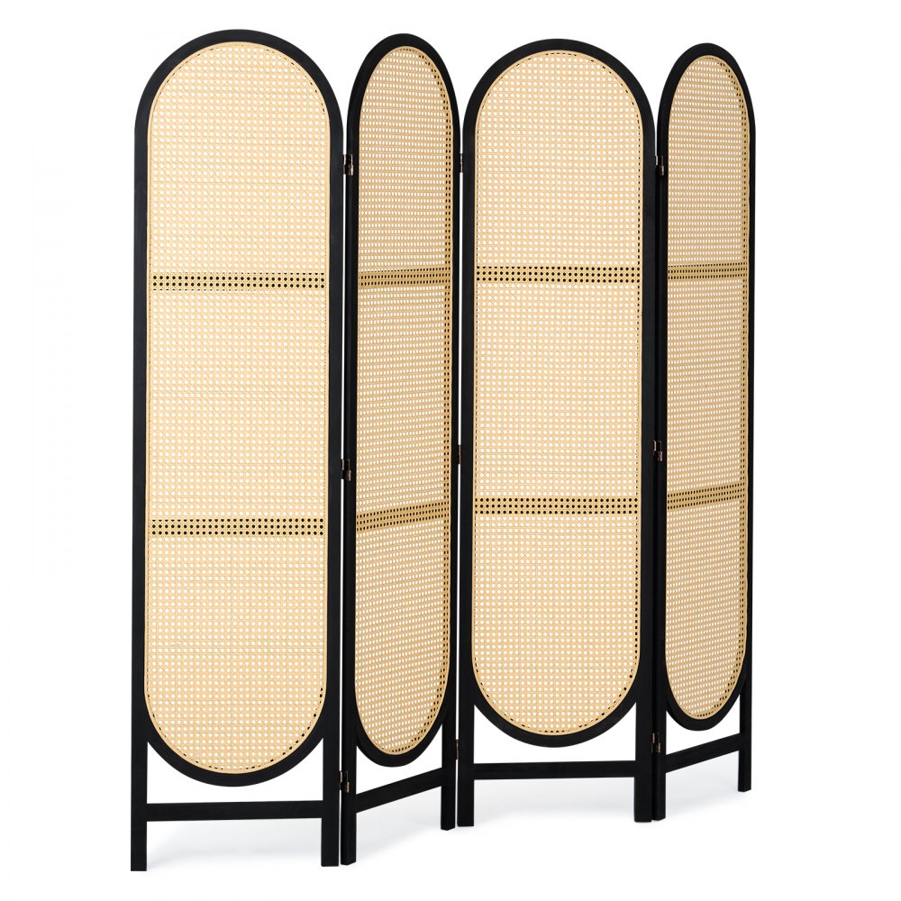 SS-008-4P-BL - Handwoven Rattan Room Divider with 360° Flexibility