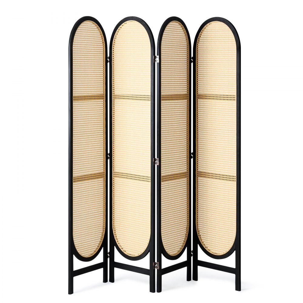 SS-008-4P-BL - Handwoven Rattan Room Divider with 360° Flexibility