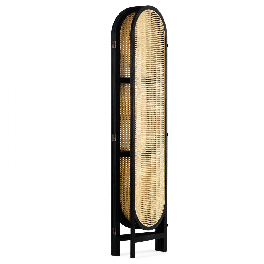 SS-008-4P-BL - Handwoven Rattan Room Divider with 360° Flexibility