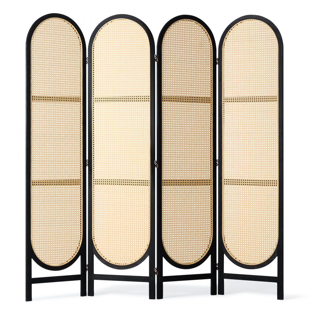 SS-008-4P-BL - Handwoven Rattan Room Divider with 360° Flexibility