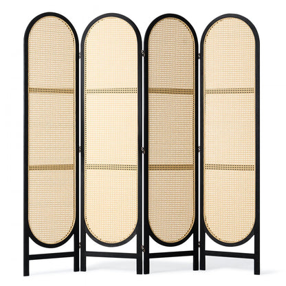 SS-008-4P-BL - Handwoven Rattan Room Divider with 360° Flexibility