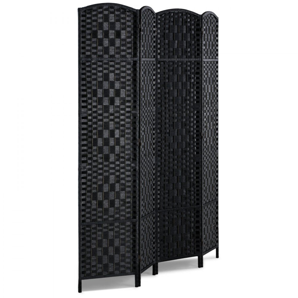 240801 - 4-Panel Rattan Room Divider with Durable Wood Frame