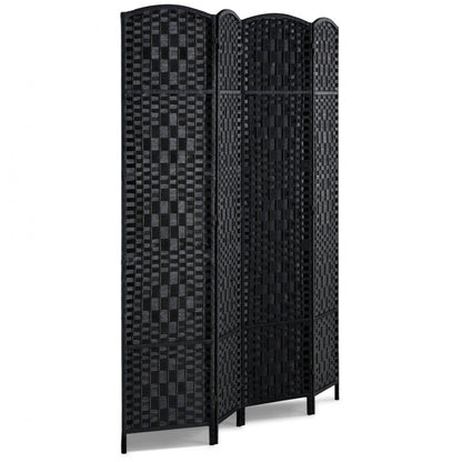 240801 - 4-Panel Rattan Room Divider with Durable Wood Frame