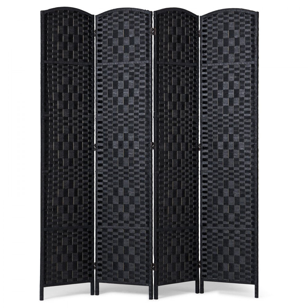 240801 - 4-Panel Rattan Room Divider with Durable Wood Frame
