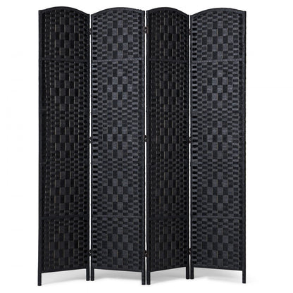 240801 - 4-Panel Rattan Room Divider with Durable Wood Frame