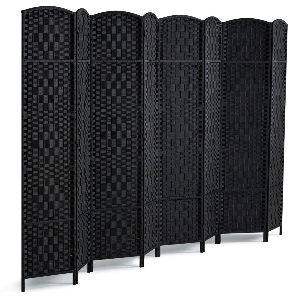 240803 - 8-Panel Rattan Room Divider with Solid Wood Frame