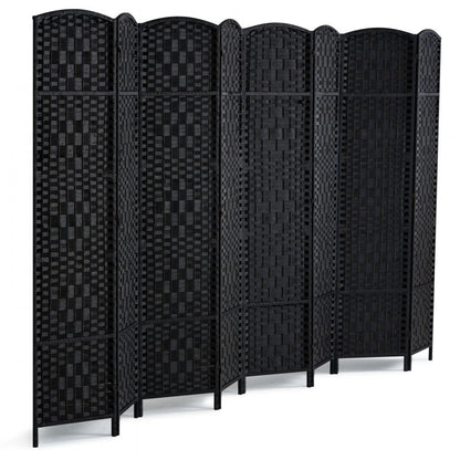 240803 - 8-Panel Rattan Room Divider with Solid Wood Frame