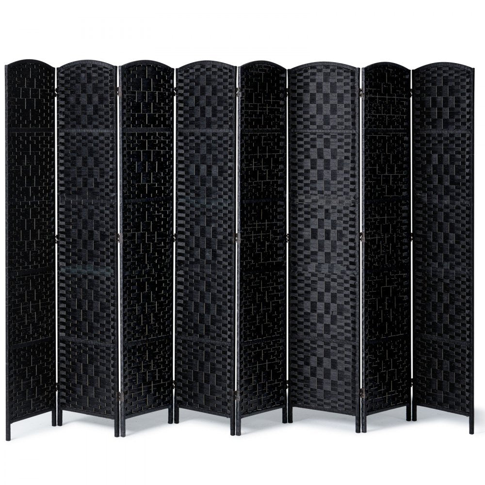 240803 - 8-Panel Rattan Room Divider with Solid Wood Frame