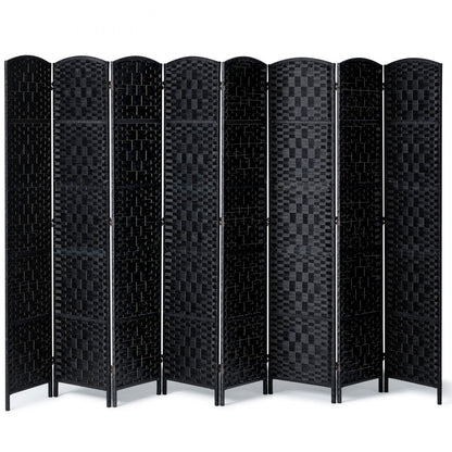 240803 - 8-Panel Rattan Room Divider with Solid Wood Frame