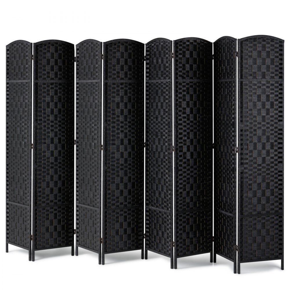 240803 - 8-Panel Rattan Room Divider with Solid Wood Frame