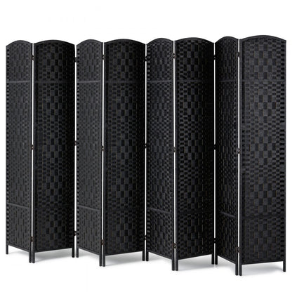 240803 - 8-Panel Rattan Room Divider with Solid Wood Frame