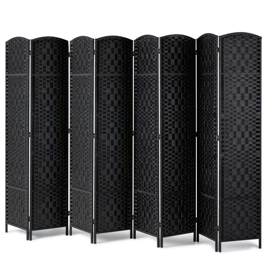 240803 - 8-Panel Rattan Room Divider with Solid Wood Frame