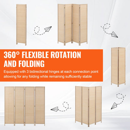 240804 - Handwoven Bamboo Room Divider with 360° Flexibility
