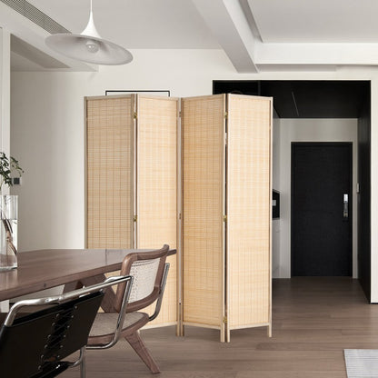 240804 - Handwoven Bamboo Room Divider with 360° Flexibility