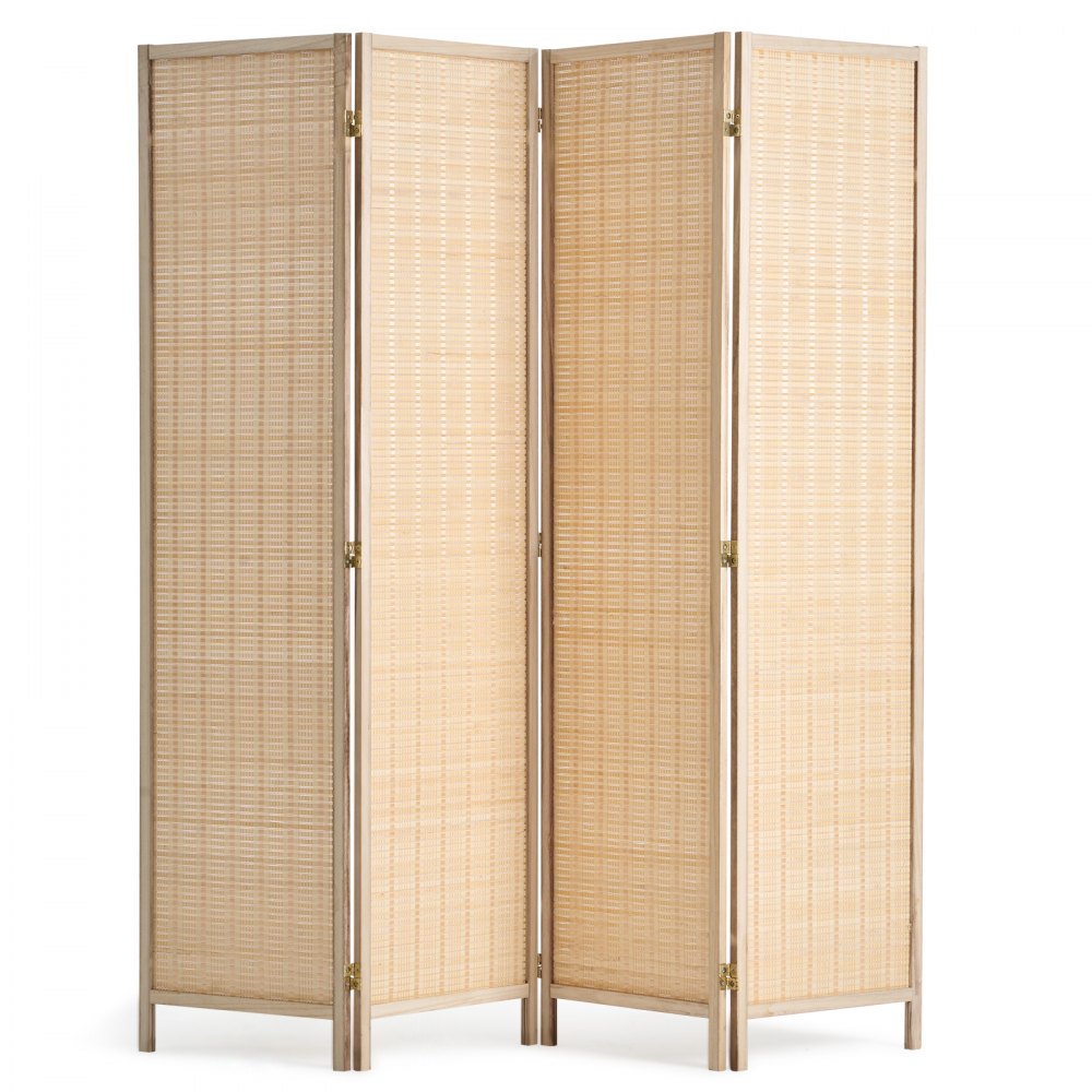 240804 - Handwoven Bamboo Room Divider with 360° Flexibility