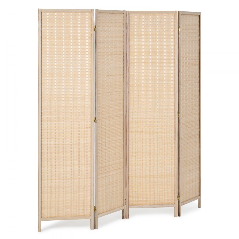 240804 - Handwoven Bamboo Room Divider with 360° Flexibility