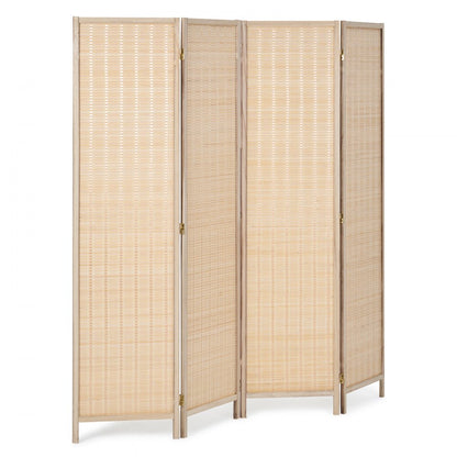 240804 - Handwoven Bamboo Room Divider with 360° Flexibility