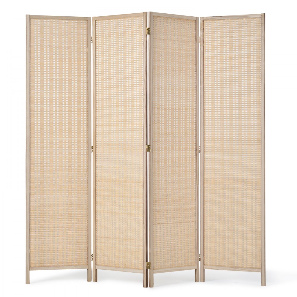 240804 - Handwoven Bamboo Room Divider with 360° Flexibility