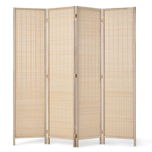 240804 - Handwoven Bamboo Room Divider with 360° Flexibility