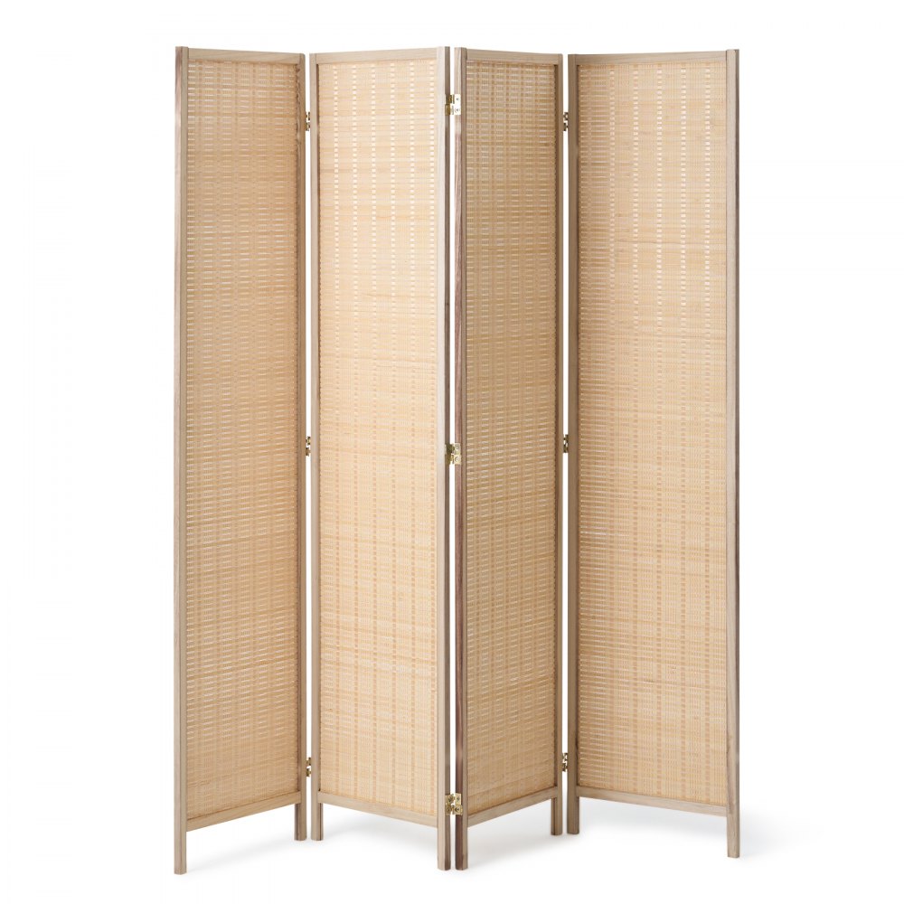 240804 - Handwoven Bamboo Room Divider with 360° Flexibility
